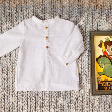 Camisa Polera Vichy Blanco.