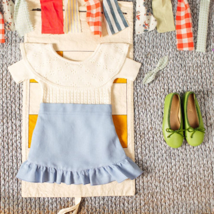 Mini Falda Lino Azul.