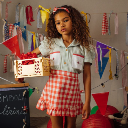 Mini Falda Vichy Rojo.