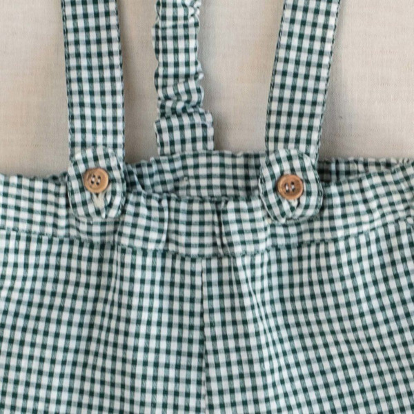 Pantalón Corto Tirantes Vichy Verde. (1)