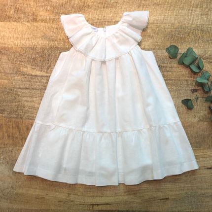 Vestido Blanco Cuello Partido.