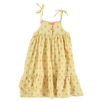 Vestido Largo Amarillo Flores.